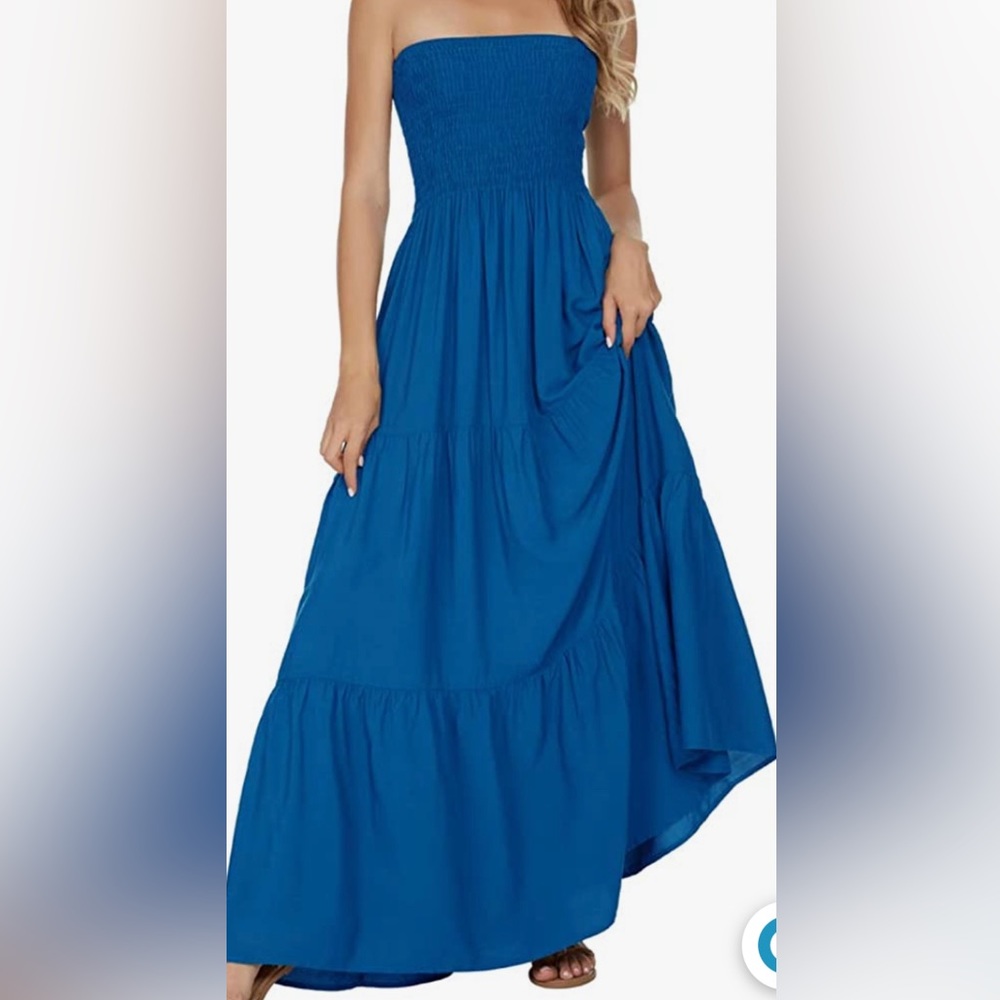 Timathous Women's Summer Strapless Tube Top Maxi Dresses Off Shoulder  L